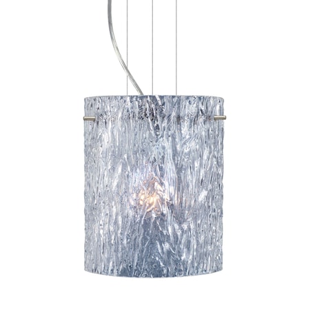 Besa Lighting Tamburo 8 Cable Pendant, Clear Stone, Satin Nickel Finish, 1x11W LED 1KG-400600-LED-SN
